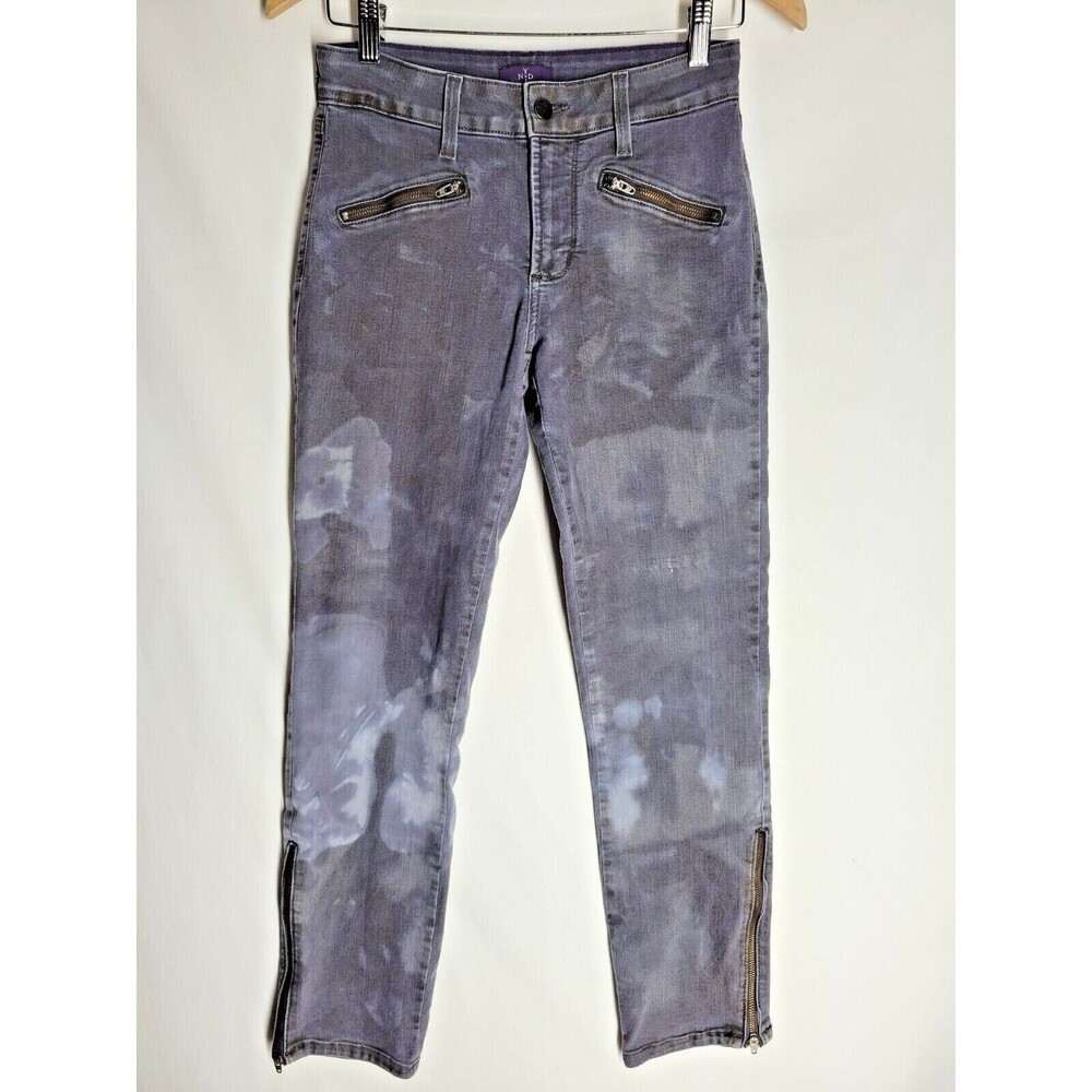 NYDJ Women's Skinny Legging Jeans Size 2 Distressed Faded Gray Mid Rise Stretch